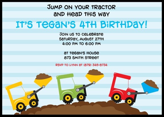 Printable Tractor Birthday Party Invitation Il_570xn