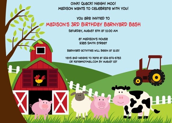 Printable Farm Animals birthday party invitation Il_570xn