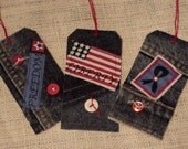 Denim Gift Tags Patriotic Presidents Day Americana Blue Jean Fabric Hang Tags Bookmark itsyourcountry