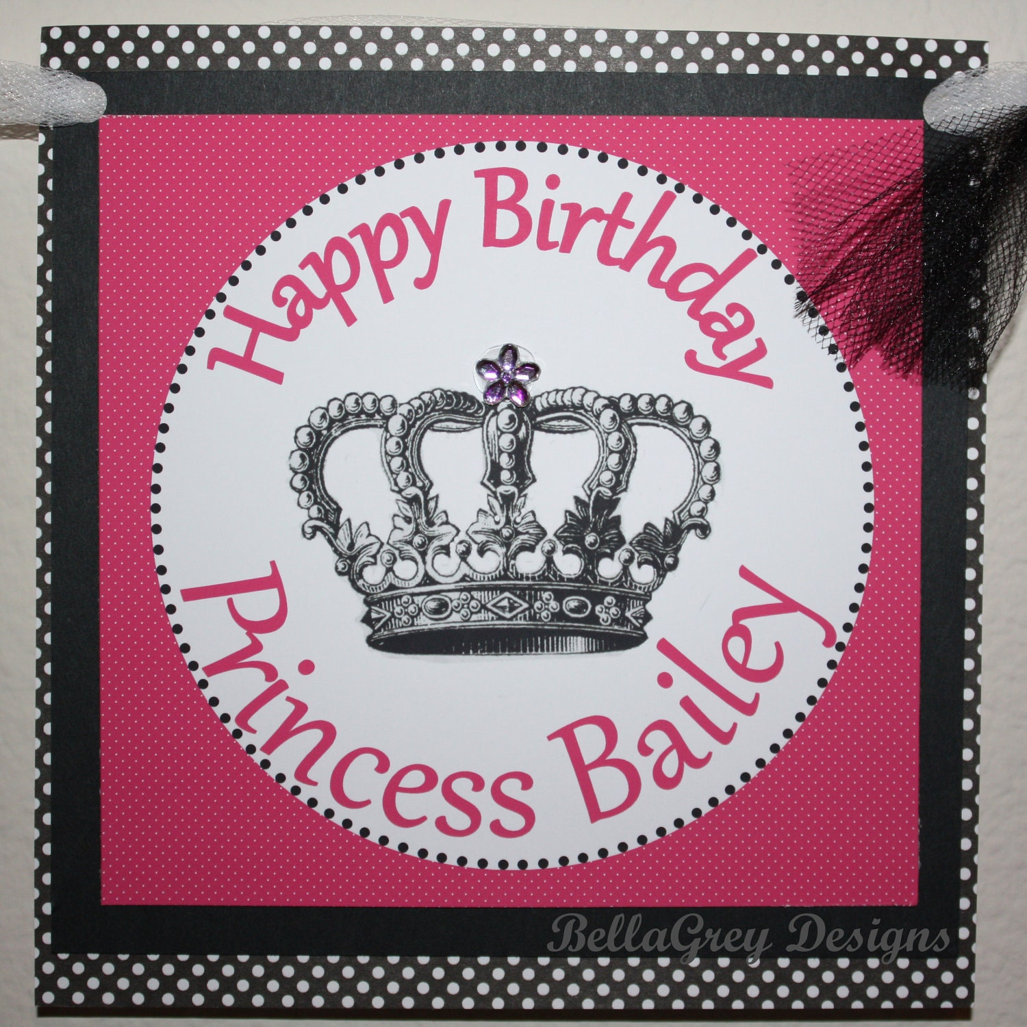 CUSTOM Party Banner - Custom Pretty Pink Princess Party - BellaGrey Designs Il_570xn