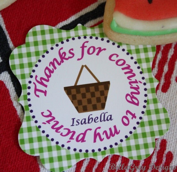 CUSTOM Favor Tags - Custom Picnic Party Collection - by BellaGrey Designs Il_570xn