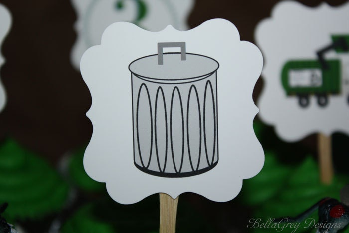 Garbage Trash Truck Birthday Party Cupcake Topper Printable Il_570xn