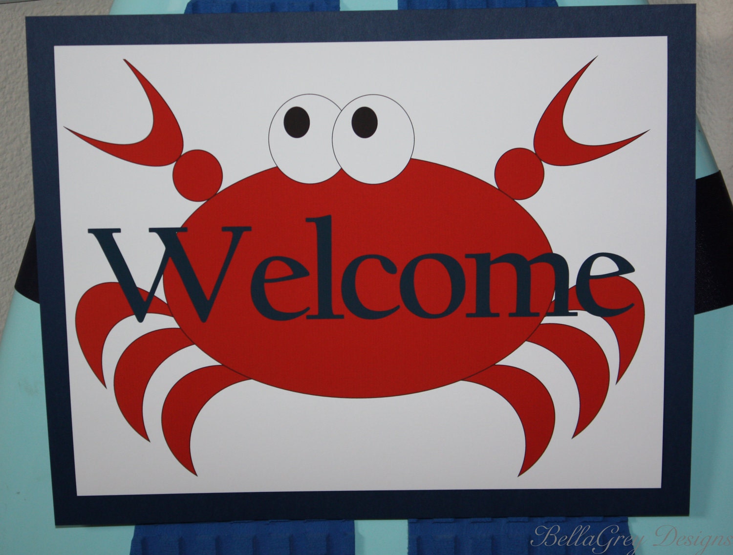 CUSTOM Welcome Party Sign - Custom Crab Claw Surf Club Collection - BellaGrey Designs Il_570xn