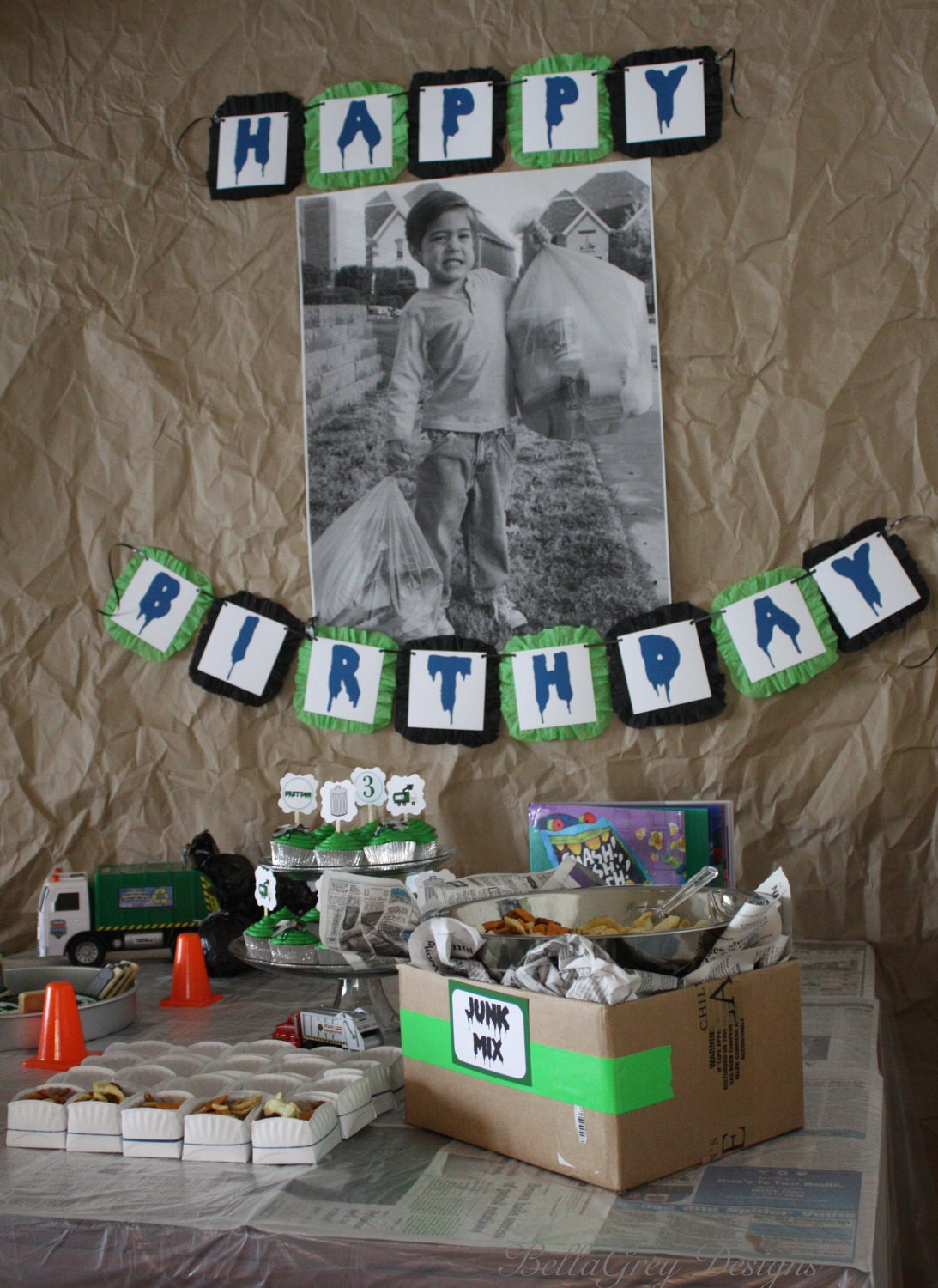 Trash Garbage Truck Birthday Party Invitation