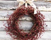 PRIMITIVE CRANBERRY RED-Scented Spiced Cran-Apple-Summer Door Decor-Fall Wreath-Rustic Home Decor--Choose your Scent