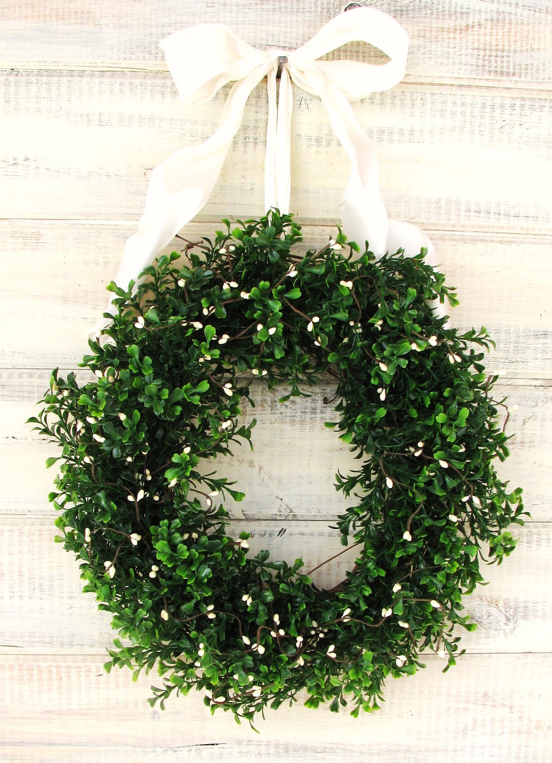 COUNTRY COTTAGE Large BOXWOOD Wreath-Artificial Boxwood Wreath-Summer Door Wreath-Year Round Wreath-Outdoor Wreath-Scented Cinnamon Vanilla