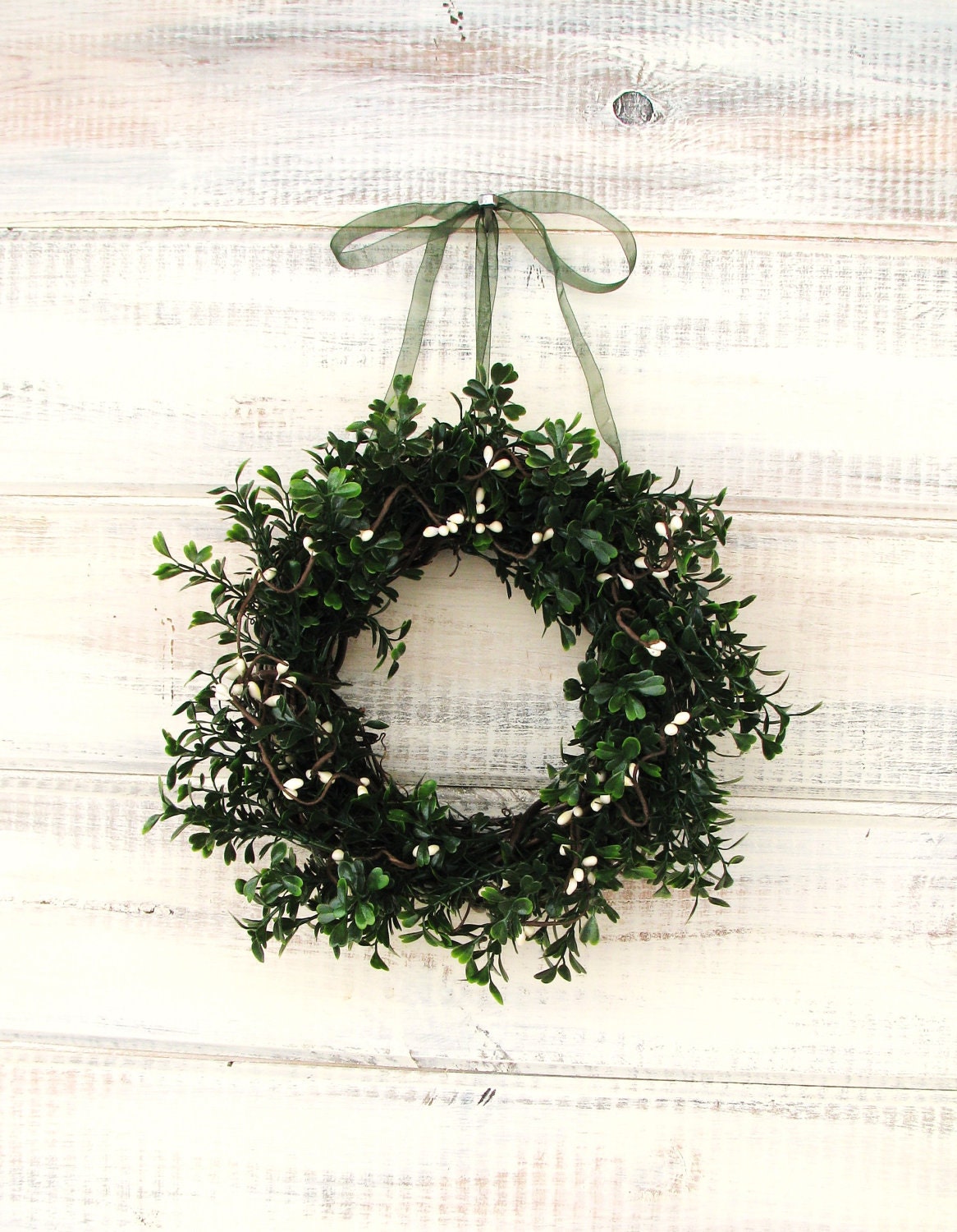 VANILLA MINT Scented MINI-Window Wreath-Country Cottage Wreath-Artifical Boxwood Wreath- Spring Wreath-Wall Hanging-Choose Scent