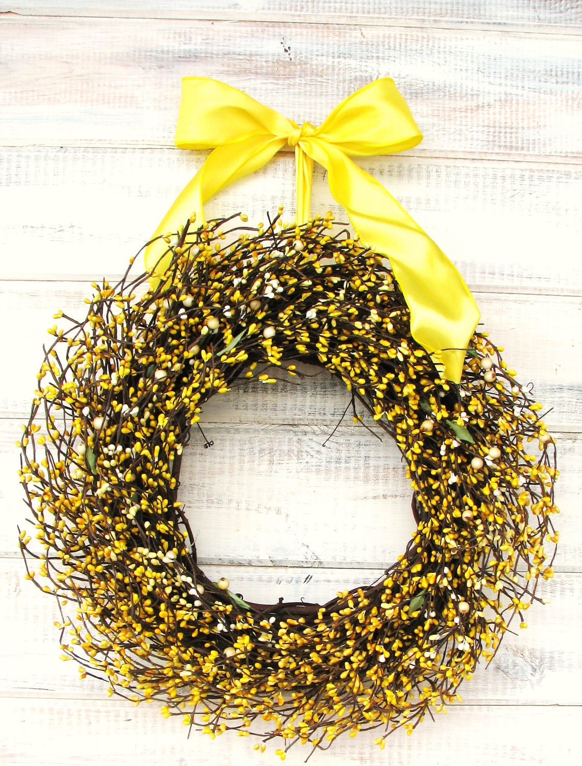 SUNFLOWER YELLOW-Spring Door Wreath-Rustic Home Decor-Berry Wreath-Grapevine Wreath-Scented Iced Lemon Danish-CUSTOM-Choose Scent and Ribbon