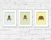 Vintage Chairs Art Prints - Vintage Seating Set of 3- 8X10 Inches, Other sizes, custom colors