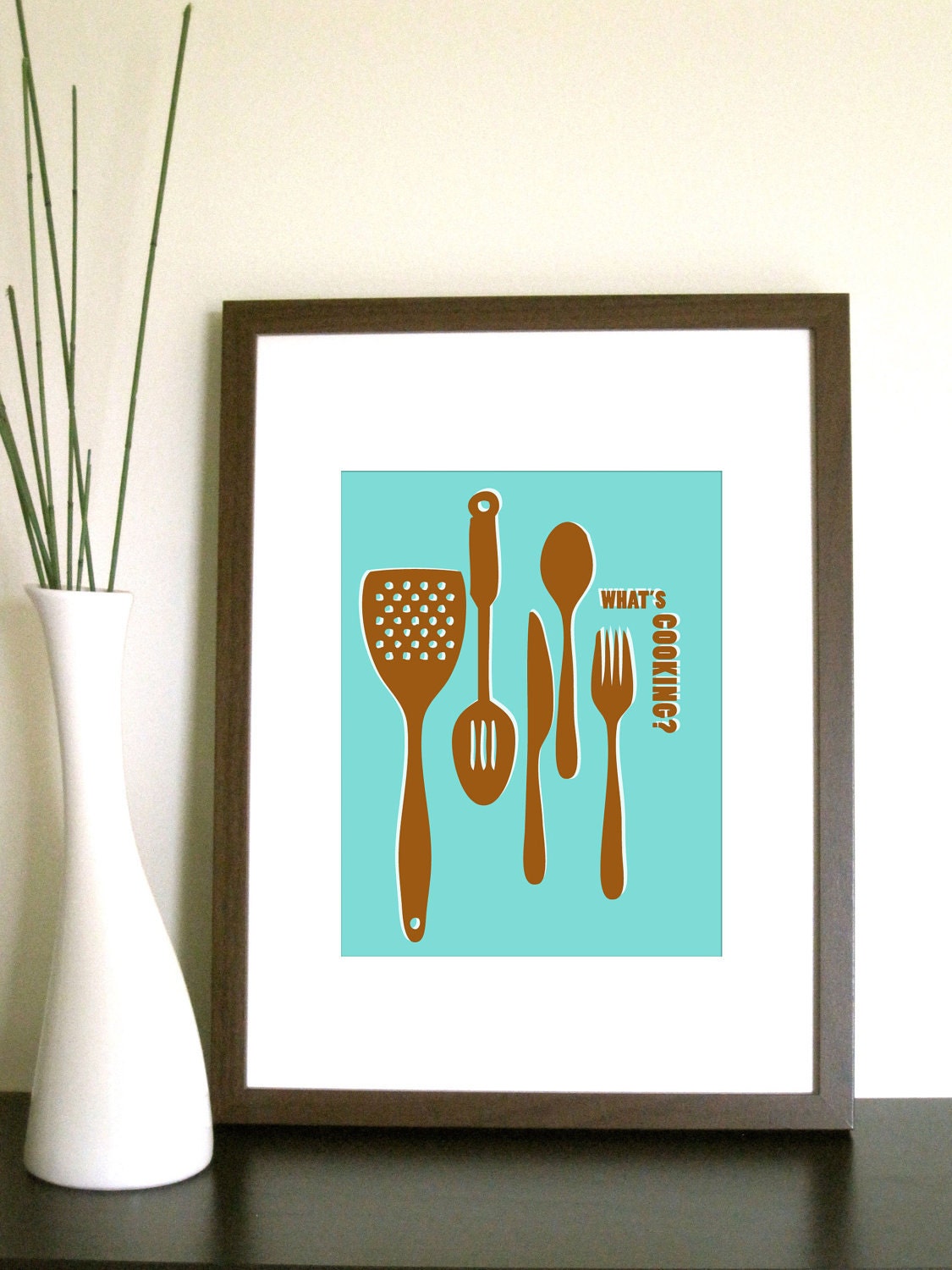 Modern Kitchen Art Print - What's Cooking- 11X14 Inches, Other sizes