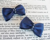 Baby Hair Clips-- Navy tuxedo bow baby snaps