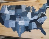 This Great Country - framed upcycled denim U.S. map