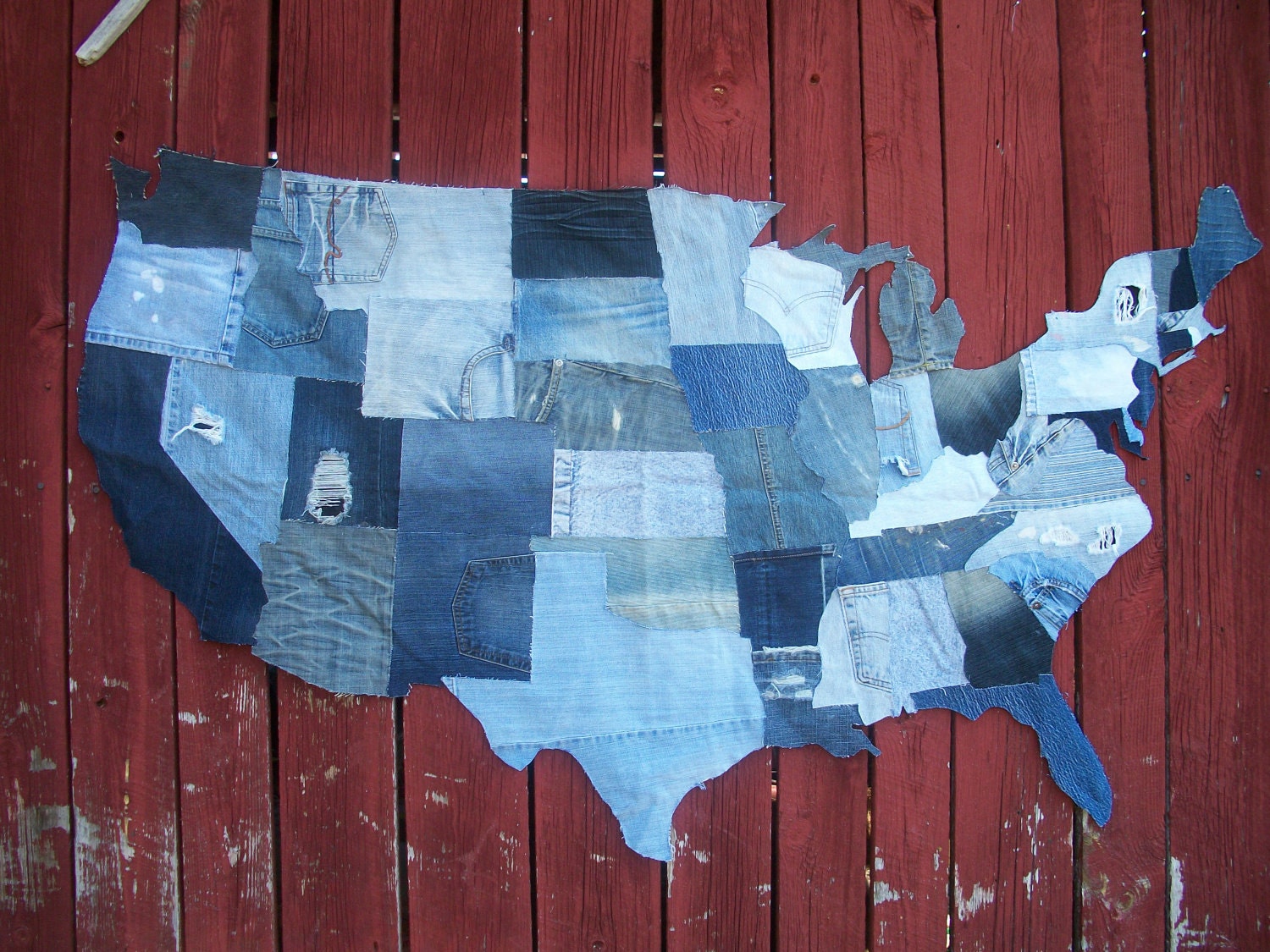 This Great Country - upcycled denim U.S. map