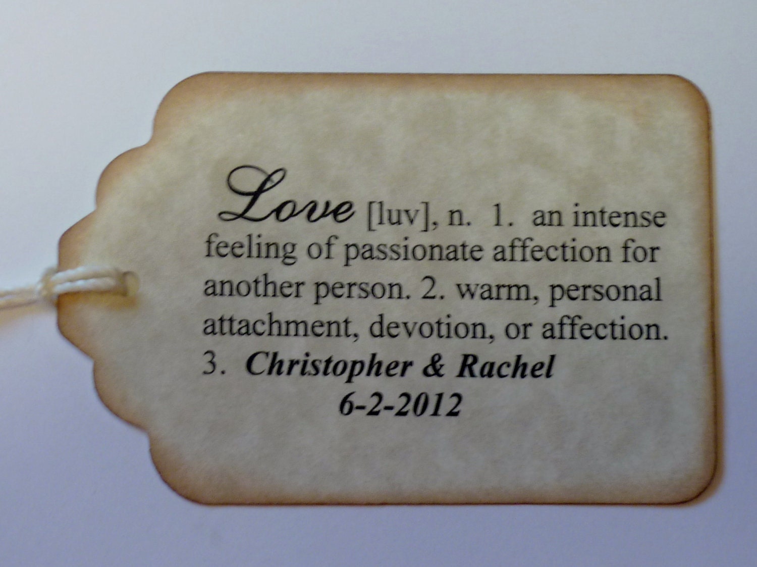 100 DEFINITION of Love Hang Tags-PERSONALIZED Wedding Favor Tags-Escort Tags-Place Cards-Save the Date