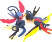 SALE Sailor Jerry Inspired Yellow Sparrow Crochet Amigurumi Ornaments