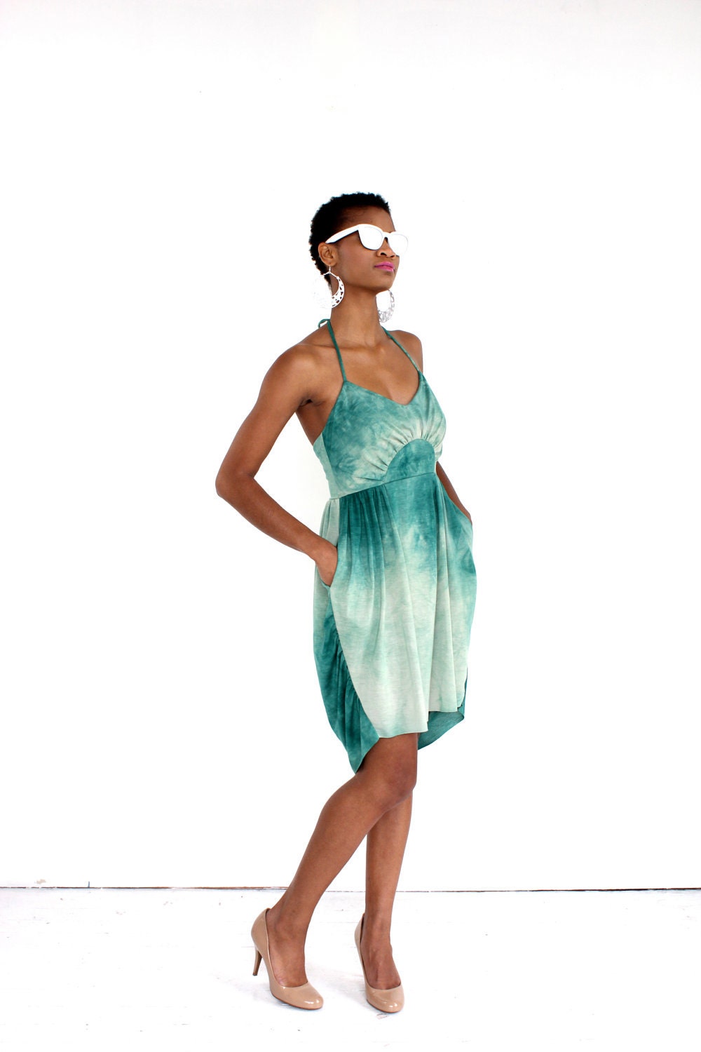 Heliocentric Halter Dress -- Green (IN STOCK Size M)