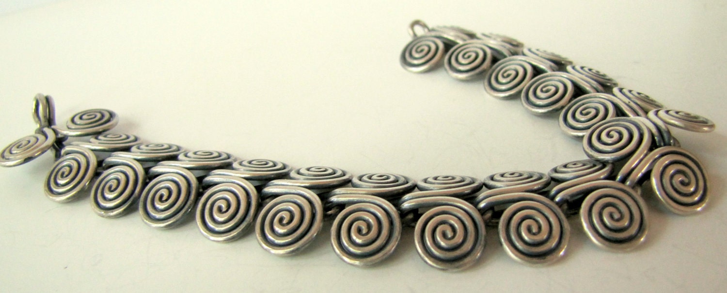 Vintage Sterling Silver Scroll Bracelet