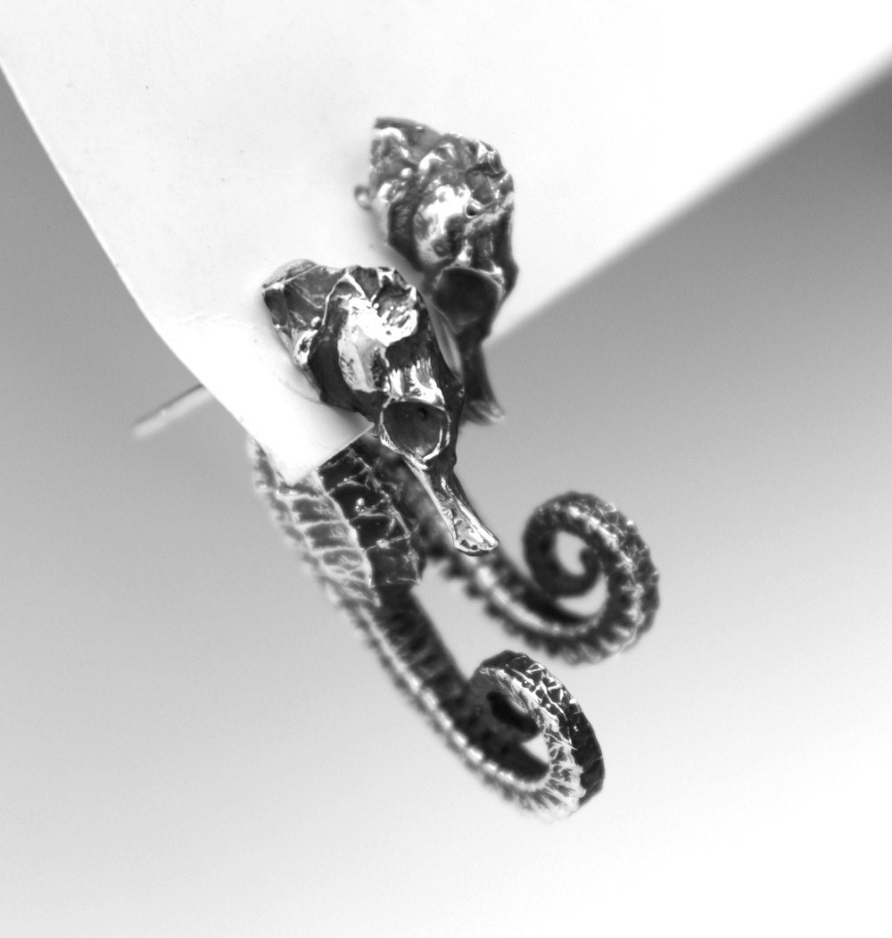 The Seahorse Dream, unique sterling earrings.