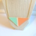 painted wood triangle pendant necklace - coral, mint color block - gold chain