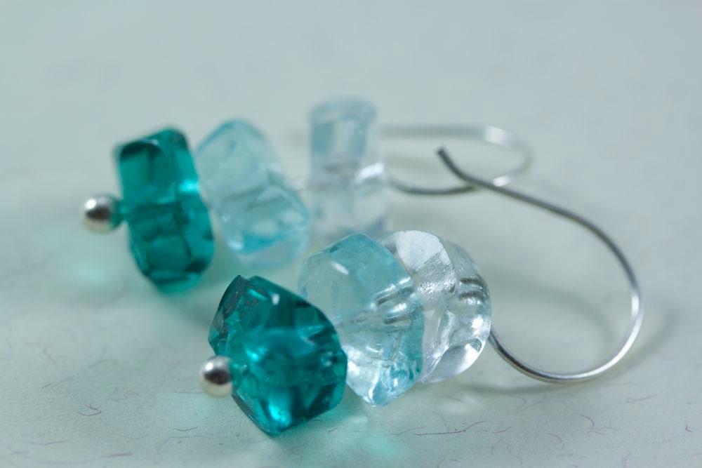Turquoise Ombre Glass Bead Dangle Earrings