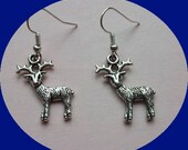 Silver Reindeer Earrings Cute Deer Dangle Earrings Handmade Jewelry -- get 15% off ALL items now -- see details