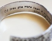 Custom Cuff Bracelet - Personalized Hand Stamped Aluminum Silver Adjustable Cuff Bracelet Hidden Message - Mens Gift for Him Fathers Day