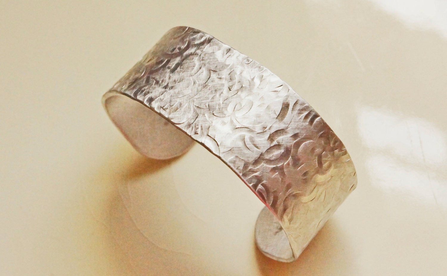 Custom Quote Cuff Bracelet Silver Hand Stamped 1 inch Aluminum Hidden Message Personalized Text Textured Finish Adjustable Cuff