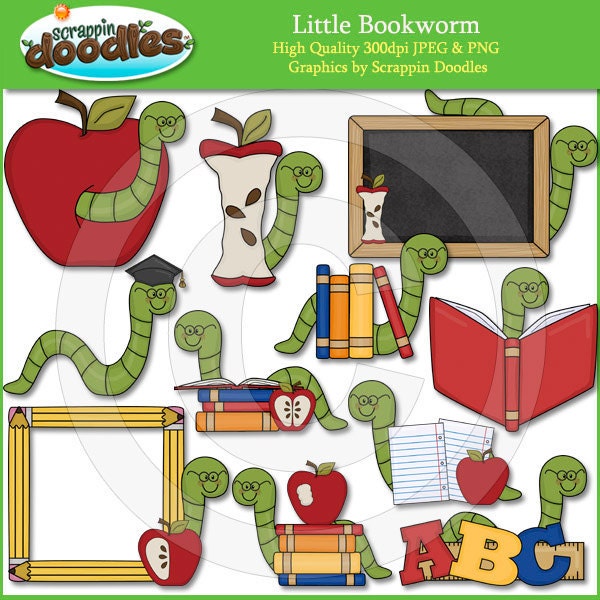 Little Book Worm Clip Art