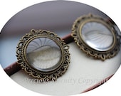 6pcs Antique Brass Vintage Matching  Cabochon Base Setting sets with glass cameos Round Filigree Pendant 20mm Code: B206