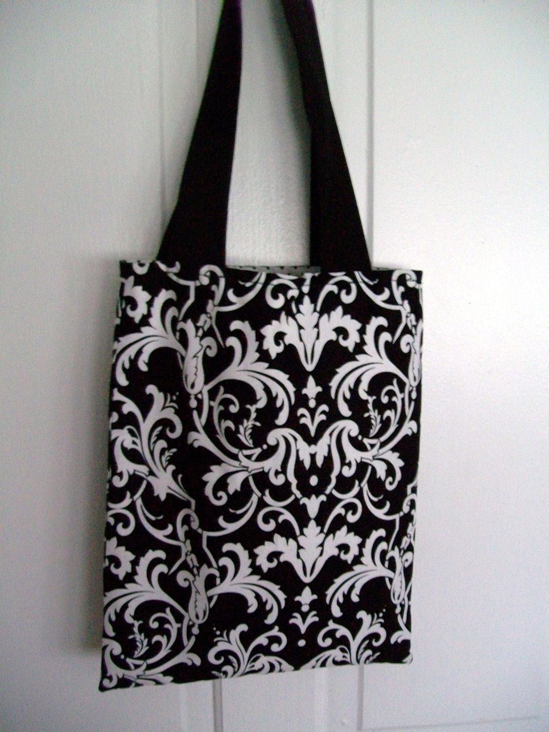 Beautiful Fully Lined Damask Tote Bag, Cotton Bag, Purse, Carryall