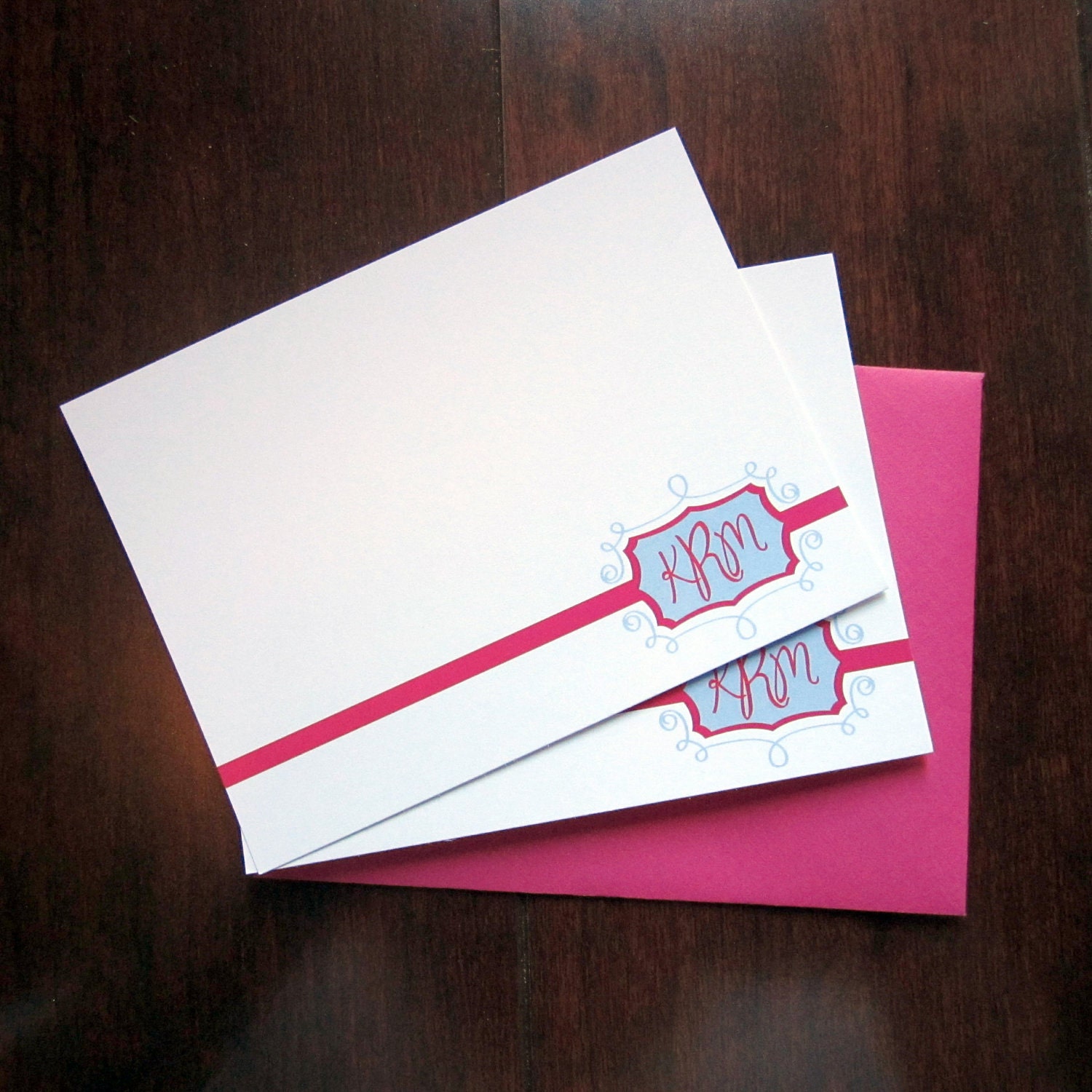 Set of 12 Monogrammed Notecards