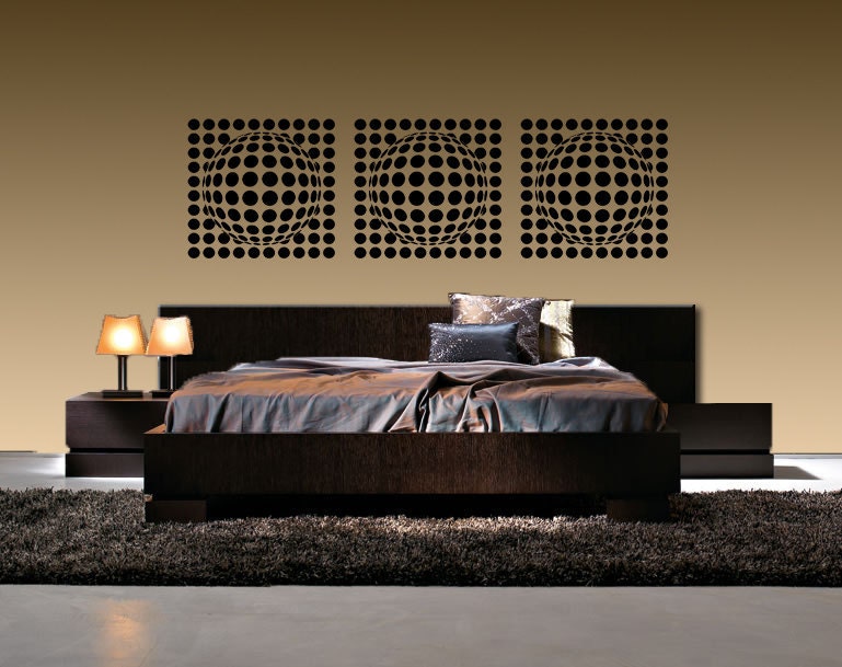 23" ABSTRACT 3D SPHERES Set of 3 Removable Vinyl Wall Art Decal Large T102