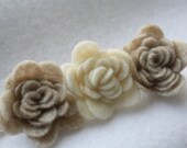 Baby Felt Flower Headband - Ivory and Oatmeal Flowers - Girls Newborn Baby or Adult Headband