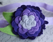 Purple and Gray Baby Headband - Felt Flower Hair Band - Newborn, Infant, Toddler, Girls, Teen, Adult Headbands