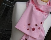 Pink Button Scarf with Vintage Pink, Crimson Red, and Mauve Buttons