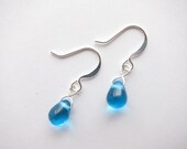Capri Blue Ocean Glass Teardrop Dangle Earrings