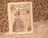 Vintage French Design Handmade Journal Cahier Adormed with Bling on Parchment ECS