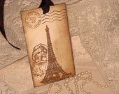 Peeka Boo Santa from Eiffel Tower Hand Stamped and Distressed Gift Tags ECS