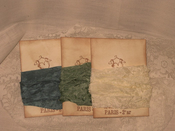 French Vintage Crinkled Seam Binding (Elegant Dress Collection 001) Ocean Sky