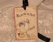French Market Vintage Gothic Style Halloween Glittered Gift Tags with Seam binding ECS