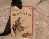 French Market Vintage Gothic Style Halloween Glittered Gift Tags with Seam binding ECS