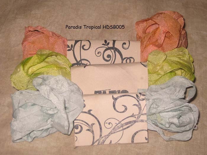 Seam Binding Hand Dyed - Distress Antiqued Vintage Inspired - Crinkled - Paradis Tropical Paris Market (HDSB005) ECS