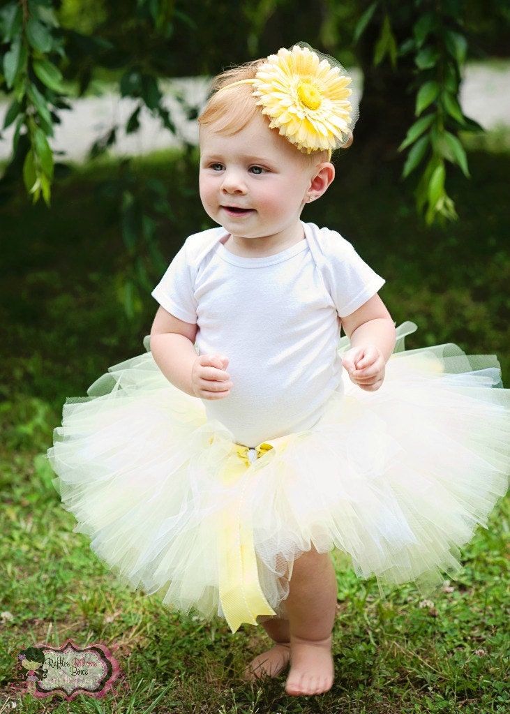 Banana Cream Pie Tutu Skirt - Ruffled Truffles Collection - FREE flower headband Girls, Wedding, Birthday, Tutu, Toddler Tutu