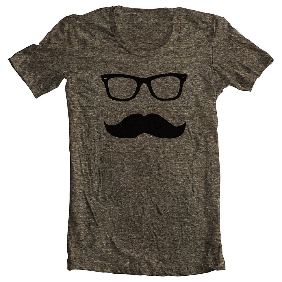 Unisex T Shirt Mustache Wayfarer American Apparel Tee XS, S, M, L, XL  9 COLORS