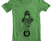 Unisex T Shirt Monkey on a Unicycle Bicycle Bike Animal Print Mens Womens American Apparel Tshirt XS, S, M, L, XL 9 COLORS