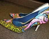 Hip Hop Won't Stop Hand-Painted Graffiti Pumps Shoes High Heels Stilettos