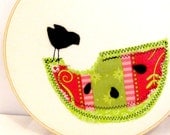 Fresh Pink and Lime Green Watermelon, Wall Hanging, Shabby Chic,Home Decor, Children's Room, Nursery,Folk Art