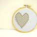 Embroidery Hoop Art,Spring,Mon Coeur Grey Heart Wall Hanging, Home Decor,Cottage Chic, Children's Room, Folk Art