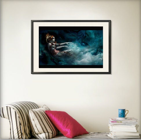 Gothic Noir Print 13x19 Genie Dark Fantasy Art
