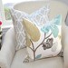 READY TO SHIP // Kravet Jellybean Floral Pillow Cover -- 18x18 -- Aqua/Gold/Gray -- Zipper Closure